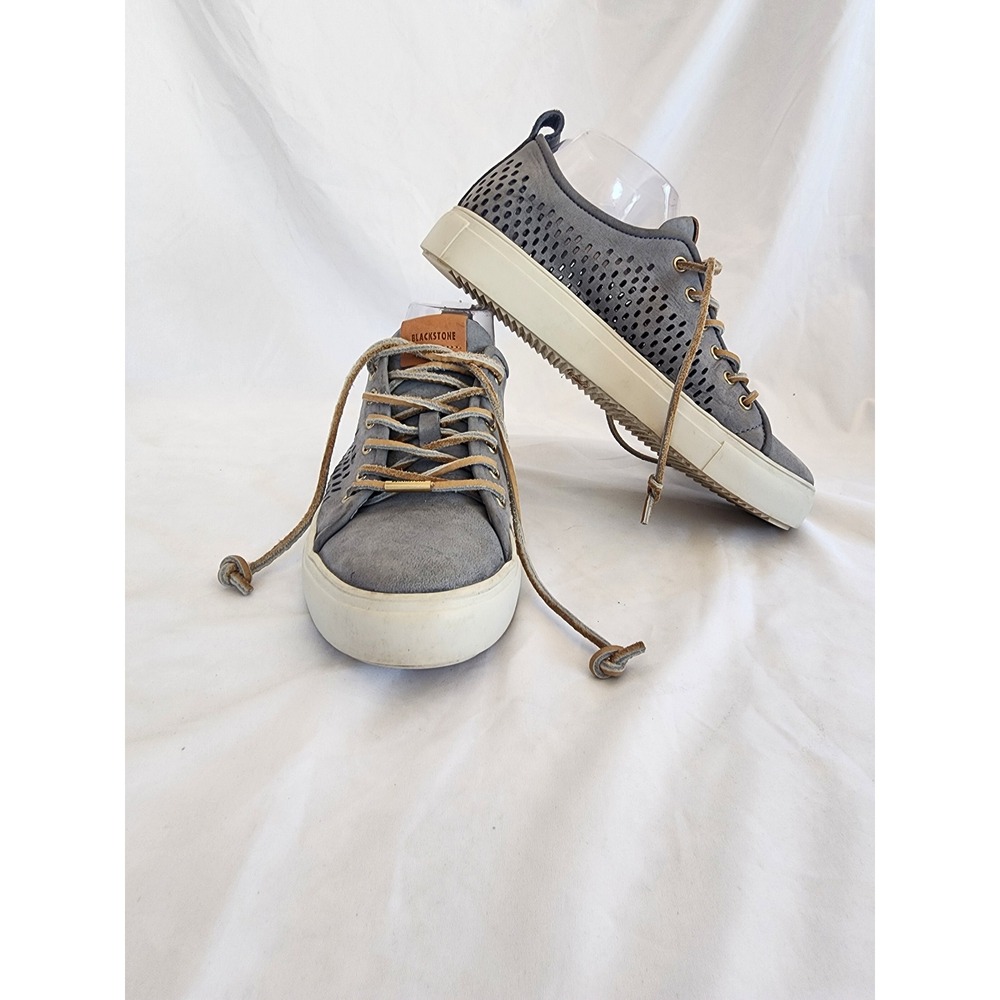 Blackstone PL87 Winter Sky Gray Perforated Nubuck Leather Sneakers Size 39 US 8